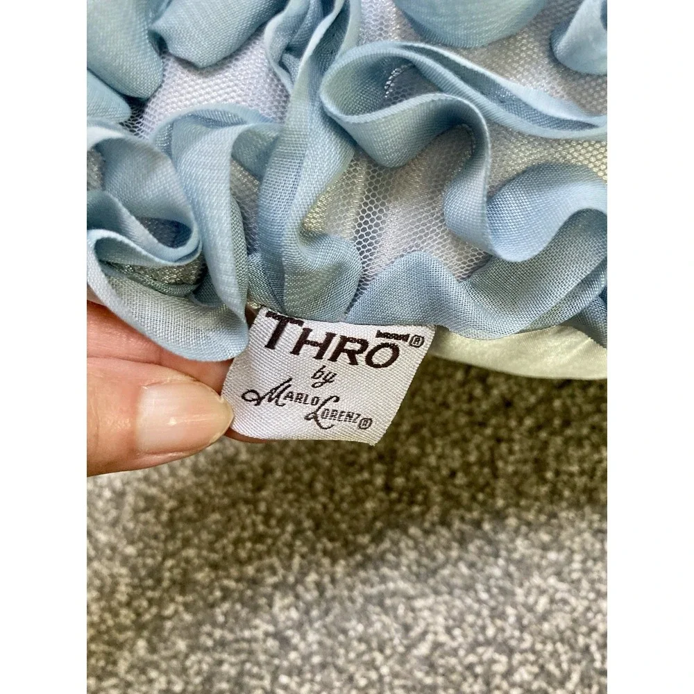 Lot‎ Of 2 Aqua Blue GLAM Rosette Cushion Pillows 16x16 THRO by Marlo Loren